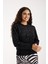 Kadın Siyah Sakal Iplik Taş Detaylı Bisiklet Yaka Triko Kazak 2