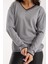 Kadın Gri Elit Viskon Kumaş Kontrast Sim Biyeli V Yaka Triko Bluz 5