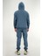 Erkek Petrol Mavisi Eşofman Takımı Rahat Kesim 3 Iplik Şardonlu Kapüşonlu Ipli Ribana Bel 8