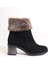 Inka Fermuarlı Ortopedik Taban Suya ve Soğuğa Dayanıklı Tüylü Topuklu Süet Kadın Bot St Siyah 3