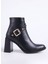 Tokalı Topuklu Siyah Kadın Bot & Bootie 1015 1