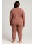 Kadın 13212 Büyük Beden Kadife Pijama Takımı Pudra 2