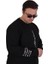 Büyük Beden Bisiklet Yaka Sweat Double Face 25707 Sıyah 3