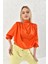 Kadın Gömlek Arkası Fermuarlı Vatkalı Omuz Dökümlü Saten Gömlek Oranj - 32000 1