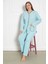 %100 Pamuklu Uzun Kollu Boydan Düğmeli Büyük Beden Kadın Pijama Takımı 206 3