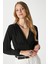 Kadın Sante V Yaka Siyah Yumuşak Sandy Bluz 5