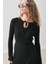 Volanlı Lastik Örgü Tunik Siyah 3