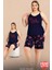 Lady Büyük Beden Çiçek Desenli Şort Ince Askılı Şortlu Pijama Takımı 3