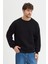 Siyah Bisiklet Yaka Erkek Oversize Sweatshirt Pamuklu Basic 3 Iplik Şardonlu 2