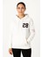 Üç Iplik Kapüşonlu Ön ve Arka Baskılı Sweatshirt Hoodie - Beyaz 1