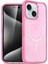 Apple iPhone 15 Glow Simli Standlı Lens Hediyeli Kılıf Kapak - Pembe 1