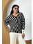 Kadın Çizgili V Yaka Triko Tunik Standart Beden 21004 1