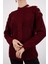 Kadın Bordo Omuzları Kesik Detaylı Reglan Kollu Simli Triko Kazak 4