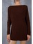 Kadın Acı Kahve Reglan Kollu Kayık Yaka Simli Triko Kazak 4