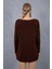 Kadın Acı Kahve Reglan Kollu Kayık Yaka Simli Triko Kazak 6