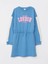 Lcw Kids Mavi Bisiklet Yaka Baskılı Uzun Kollu Kız Çocuk Elbise 5