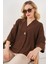 Kadın Kısa Kol Oversize Kimono 5969 - Kahverengi 1