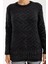 Kadın Siyah Simli Sakal Iplik Yan Yırtmaçlı Bisiklet Yaka Triko Kazak 4