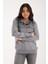 Kadın Gri Elit Viskon Kumaş Taş Detaylı Bisiklet Yaka Triko Bluz 2