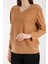 Kadın Bej Viskon Kumaş V Yaka Simli Triko Bluz 3