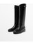 Kadın Siyah Düz Taban Diz Altı Çizme 4