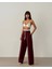 Kadın Bordo Beli Şerit Lastikli Pantolon - 10846 1