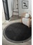 Cloudy Antrasit Yuvarlak Saçaklı Peluş Yumuşacık Yıkanabilir Kaymaz Taban Halı Salon Oturma Odası 1