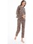 Premium Kadın Pijama Takımı Leopar Desenli Yumuşak Dokulu Bisiklet Yaka Uzun Kollu 3