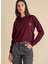 Polo Yaka Standart Bordo Kadın Kazak Polo Yaka Peçli Yün Kazak 1