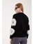 Kadın Siyah-Beyaz Sakal Iplik Bisiklet Yaka Triko Kazak 5