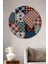 Gül Desenli Kareli Patchwork Ahşap Tablo Yuvarlak Tablo 1