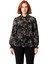 Kadın Transparan Çiçek Desenli Dokuma Gömlek Uzun Kollu Gipeli Manşetli Casual Şıklık Spor 2
