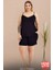 Lady Büyük Beden Siyah Renkli Ince Askılı Dantelli Şortlu Pijama Takımı 1