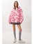 Kapüşonlu Kalpli Oversize Peluş Mont LCI0058 Pembe 1