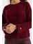 Kadın Bordo Reglan Kol ve Tek Düğmeli Manşetler Bisiklet Yaka Simli Triko Kazak 4