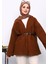 Kahverengi Kemerli Oversize Buklet Ceket 1
