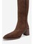 Venıa Kahverengi Süet Kadın Kalın Topuklu Çizme 4