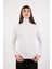 Kadın Beyaz Çıtçıtlı Kollu Balıkçı Yaka Triko Bluz 3