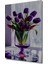 Mor Lale Buketi Yağlı Boya Görünümlü Ahşap Dekoratif Tablo Dikdörtgen Tablo 3
