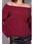 Kadın Bordo Şönil Kadife Carmen Yaka Triko Kazak 6
