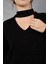 Kadın Siyah Simli Selanik Örgü Reglan Balon Kollu Choker Yaka Triko Kazak 7