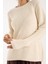 Kadın Ekru Selanik Örgü Reglan Kollu Bisiklet Yaka Simli Triko Kazak 4