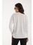 Kadın Beyaz Viskon Vortex Iplik Taş Detaylı Bisiklet Yaka Simli Triko Bluz 6