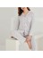 Pamuklu Önden Düğmeli Çizgili Gömlek Model Bayan Pijama Takımı 021210 3
