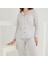 Pamuklu Önden Düğmeli Çizgili Gömlek Model Bayan Pijama Takımı 021210 4