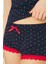 Lacivert Desenli Ince Askılı Şortlu Pamuklu Pijama Takımı 3