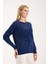 Kadın Lacivert Bisiklet Yaka Taş ve Inci Işlemeli Triko Kazak 3