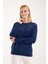Kadın Lacivert Bisiklet Yaka Taş ve Inci Işlemeli Triko Kazak 4