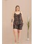 Lady Lingerie Leopar Desenli,ince Askılı,battal Beden Şortlu Kadın Pijama Takımı 2