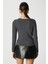 Kadın Anita Tok Doku Pamuklu Fittili Antrasit Basic Bluz 5